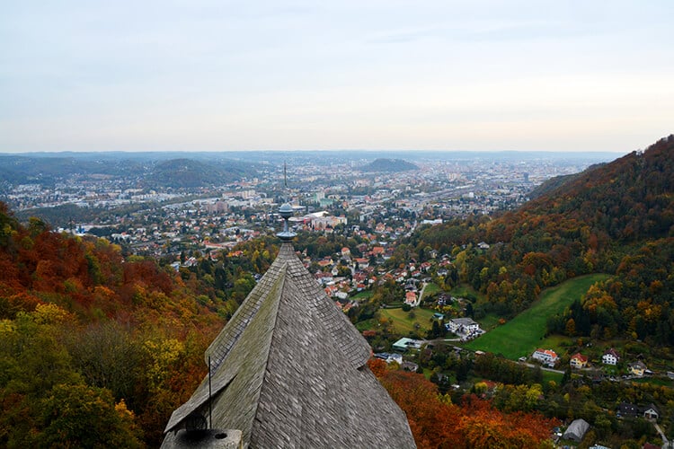 Aussicht vom Bergfried der Burgruine Gösting